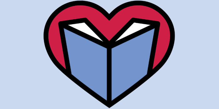 Heart with open book inside