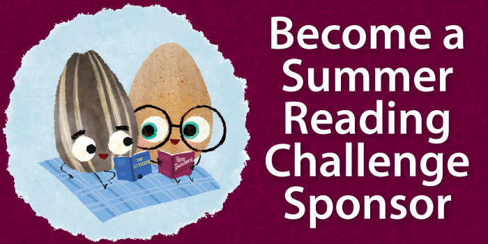 Become a Summer Reading Challenge Sponsor! [image of two nuts with books]
