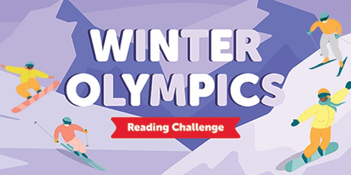 Winter Olympics Reading Challenge [winter spots action figures around title]