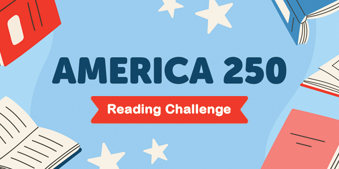 America 250 Reading Challenge [red white and blue book border]