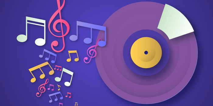 images of CD disc and music notes