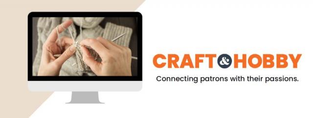 Craft & Hobby - Connecting patrons with their passions [image of desktop screen, with knitting on the screen monitor]