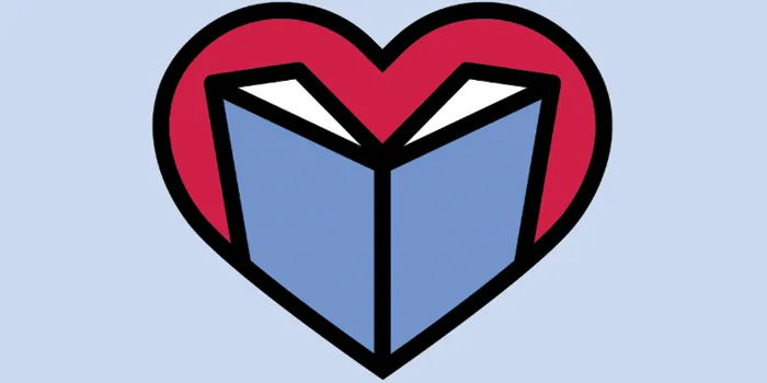 Heart with open book inside