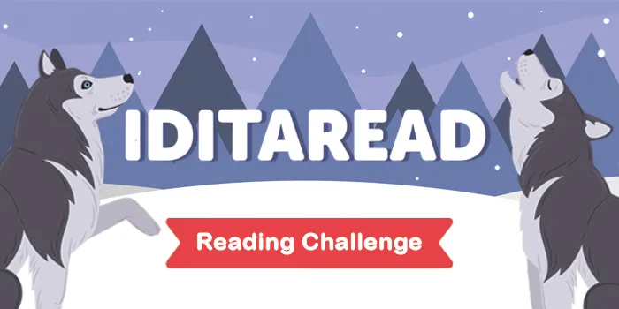 IditaRead Reading Challenge [image of two husky dogs, one with a paw up, one howling]