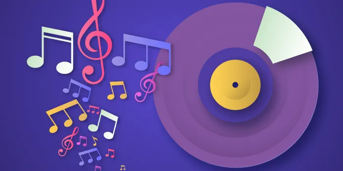 images of CD disc and music notes