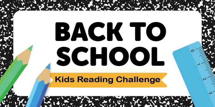 Back to School Kids Reading Challenge [image of colored pencils and a roller on top of a notebook background]